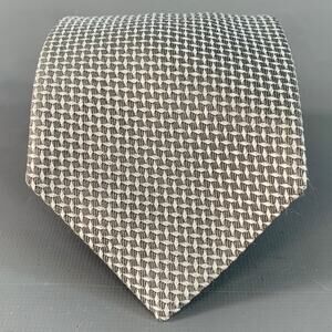 BATTISTONI One Size Grey Silver Textured Silk Tie